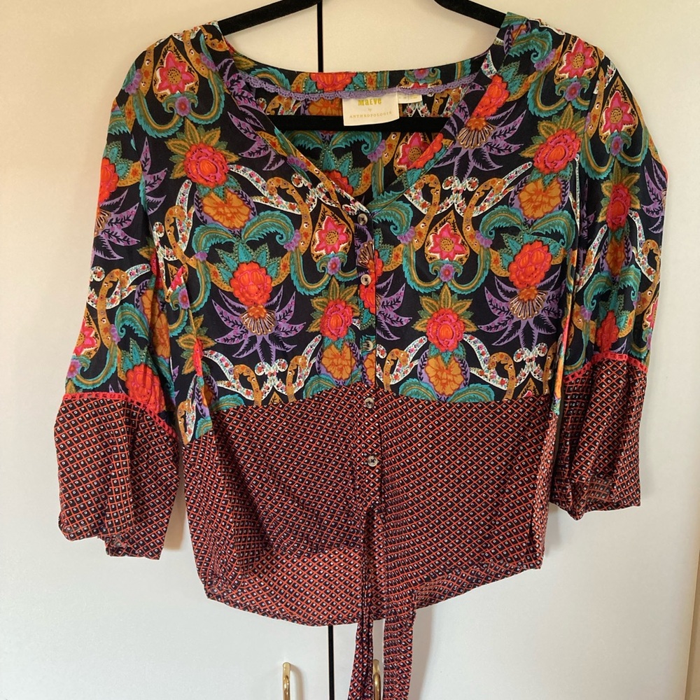 Anthropologie Colorful Floral Blouse